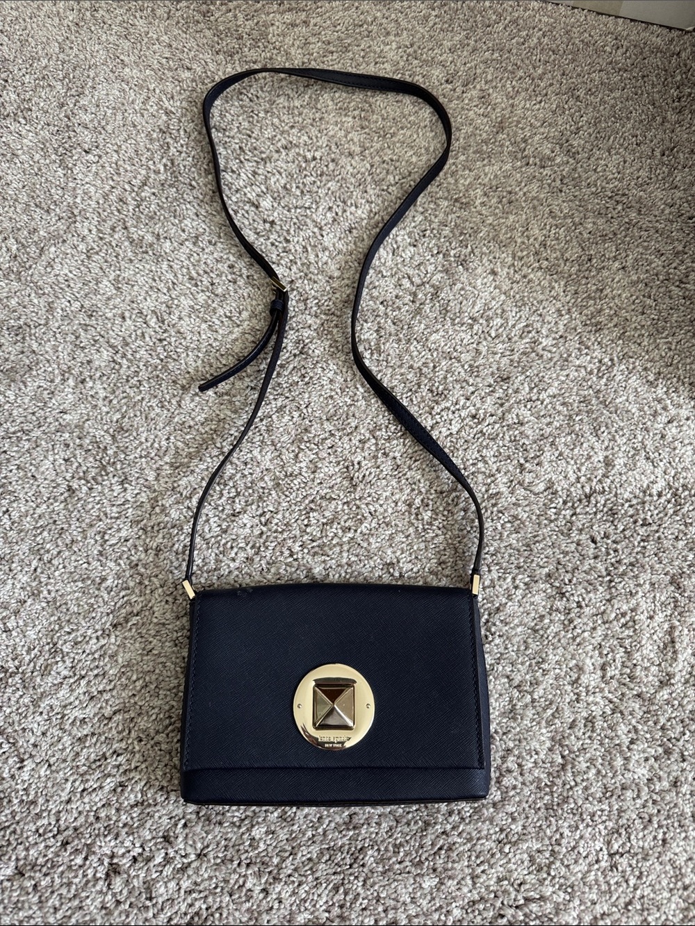 Kate Spade Navy Crossbody Bag with Gold Accent